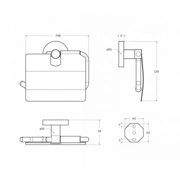 Держатель для туалетной бумаги Cezares (Цезарис) Relax, цвет брашированное золото RELAX-PH-BORO