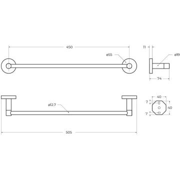 Полотенцедержатель Cezares (Цезарис) Relax 50,5 см, цвет черный матовый RELAX-TH-50-NOP
