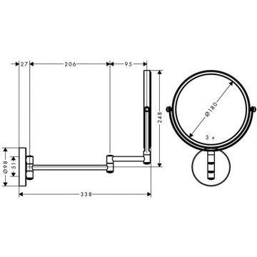 Косметическое зеркало Hansgrohe (Хансгрое) Logis Universal 16 см подвесное Хром 73561000