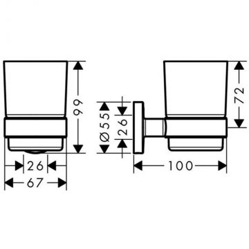 Стакан для зубных щеток Hansgrohe (Хансгрое) Logis Universal подвесной, хром, 41718000
