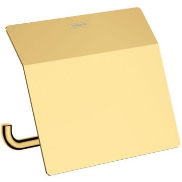 Держатель туалетной бумаги Hansgrohe (Хансгрое) AddStoris с крышкой, полированное золото, 41753990