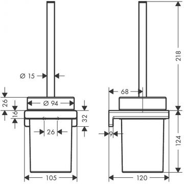 Набор для WC Hansgrohe (Хансгрое) AddStoris, настенный монтаж, шлифованный черный хром, 41752340