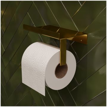 Держатель для туалетной бумаги DEKOR BANYO SS 304 Gold SS304 6023 04 02 настенный, золото, с полкой