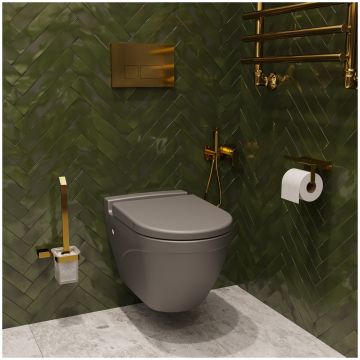 Держатель для туалетной бумаги DEKOR BANYO SS 304 Gold SS304 6023 04 02 настенный, золото, с полкой