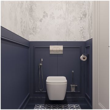 Держатель для туалетной бумаги DEKOR BANYO SS 304 SS304 6023 04 настенный, глянцевый хром, с полкой
