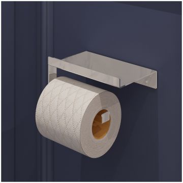 Держатель для туалетной бумаги DEKOR BANYO SS 304 SS304 6023 04 настенный, глянцевый хром, с полкой