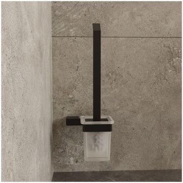 Ершик для унитаза DEKOR BANYO SS 304 Black SS304 6009 04 настенный, матовый черный, с подставкой и держателем