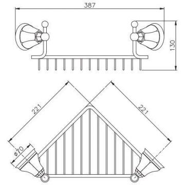 Полочка-решетка угловая Nicolazzi (Николации) Accessori Classica, подвесной, бронза, 1495BZ