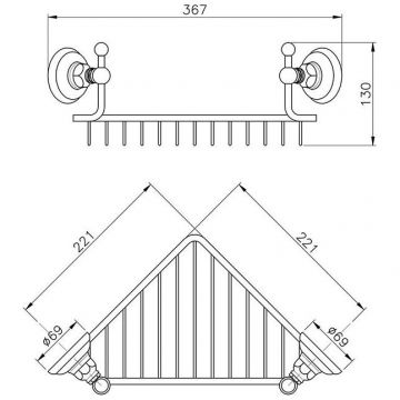 Полочка-решетка угловая подвесная Nicolazzi (Николации) Accessori Classica, хром, 1495CR