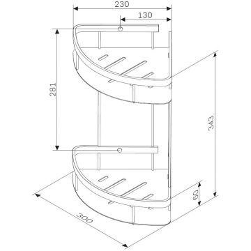 Полка для душа угловая двухъярусная Am.Pm (Ам.Пм) Sense L, хром, A7454200