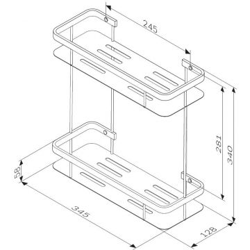 Полка для душа Am.Pm (Ам.Пм) Sense L, двухъярусная, хром, A7453200