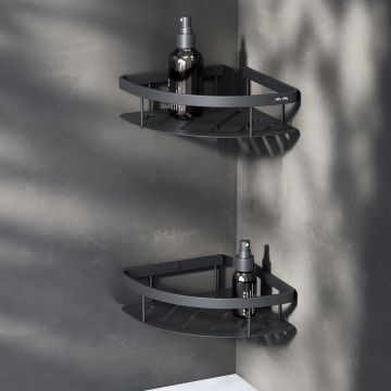 Полка для душа угловая двухъярусная Am.Pm (Ам.Пм) Sense L, черный, A7454222