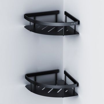 Полка для душа угловая двухъярусная Am.Pm (Ам.Пм) Sense L, черный, A7454222