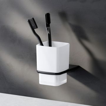 Стеклянный стакан Am.Pm (Ам.Пм) Inspire V2.0, настенный держатель, черный, A50A34322