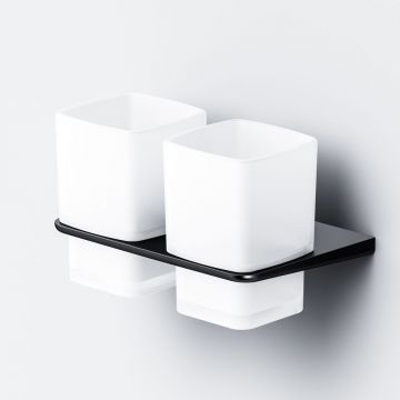 Двойной стеклянный стакан Am.Pm (Ам.Пм) Inspire V2.0, настенный держатель, черный, A50A343422