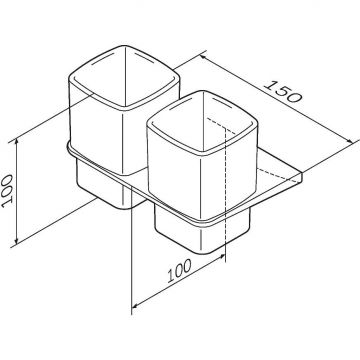 Двойной стеклянный стакан Am.Pm (Ам.Пм) Inspire V2.0, настенный держатель, черный, A50A343422