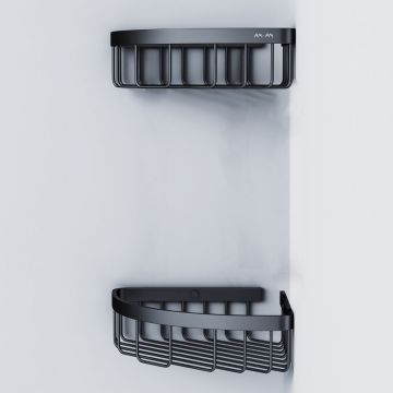 Корзина для душа угловая двухъярусная Am.Pm (Ам.Пм) Sense L, черный, A7452222