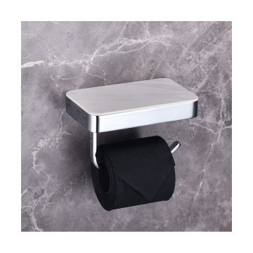 Бумагодержатель с полкой для телефона Abber (Аббер) Westen AA1730 хром