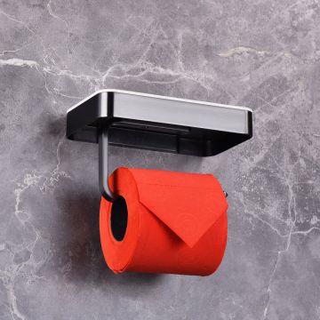 Бумагодержатель с полкой для телефона Abber (Аббер) Westen AA1730B черный матовый