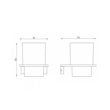 Стакан для зубных щеток с держателем Abber (Аббер) Funktion AA1160 хром