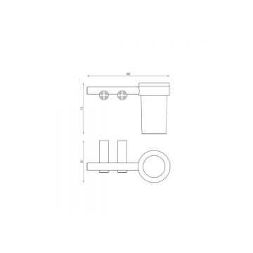 Стакан для зубных щеток с держателем Abber (Аббер) Osten 316 AA1860BG золото брашированное