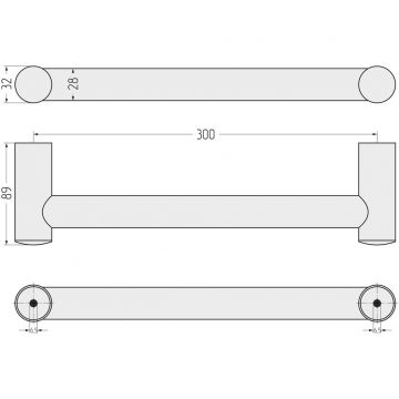 Поручень Сунержа (Sunerga) прямой d 28 мм, длина 300 мм Белый 12-3012-0300
