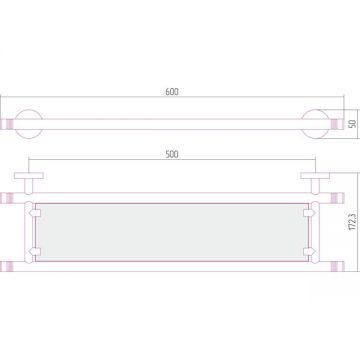 Полка Сунержа (Sunerga) Каньон стеклянная, длина 600 Черный хром 01-3003-0600
