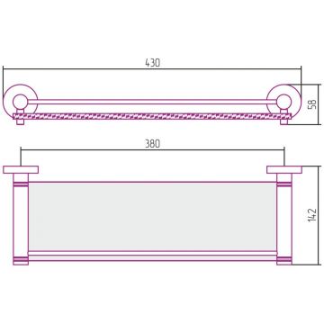 Полка Сунержа (Sunerga) Каньон стеклянная с ограничителем, длина 400 мм Золото 03-3004-0400