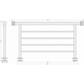 Полка Сунержа (Sunerga) прямая 4П, длина 370 мм Матовое ЗОЛОТО 032-2012-4370