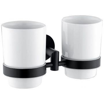 Двойной стакан для зубных щеток Allen Brau (Аллен Брау) Priority 6.31003-31 белый, черный матовый