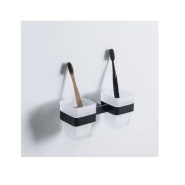 Двойной стакан для зубных щеток Allen Brau (Аллен Брау) Infinity 6.21003-31 белый, черный матовый