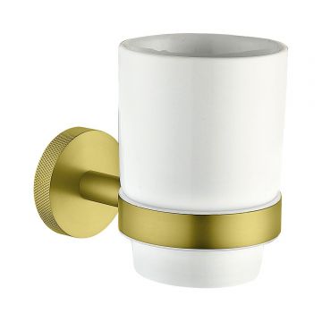 Стакан для зубных щеток Allen Brau (Аллен Брау) Priority 6.31002-GB, белый, брашированное золото