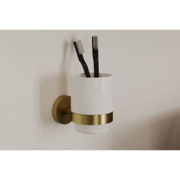 Стакан для зубных щеток Allen Brau (Аллен Брау) Priority 6.31002-GB, белый, брашированное золото