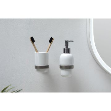 Стакан для зубных щеток Allen Brau (Аллен Брау) Priority 6.31002-BN белый, брашированный никель