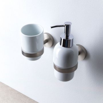 Дозатор жидкого мыла Allen Brau (Аллен Брау) Priority 6.31006-BN белый,брашированный никель