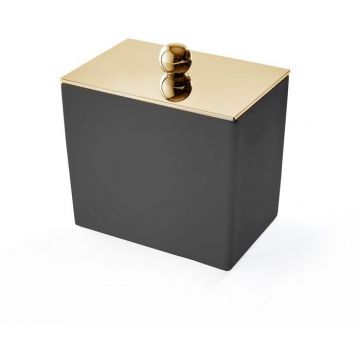 Баночка универсальная 3SC Mood Black 10х10х7 см с крышкой настольная композит Solid Surface Золото MN48AGD