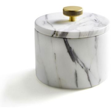 Контейнер настольный 3SC (3СК) Apuana 2.0 d12хh8,5 см мрамор White Statuario/латунь сатинированная матовая AP48ALX