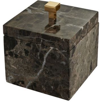 Универсальная баночка 3SC (3СК) Palace marmo, настольная, 11х11х13,5 см, мрамор Emperador dark, золото, PA48AEMGD