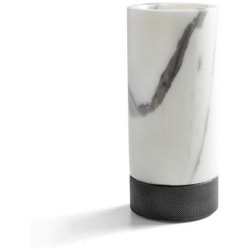 Стакан настольный 3SC (3СК) Apuana 2.0 d6,5хh15 см мрамор White Statuario/никель черный матовый AP03ACFM