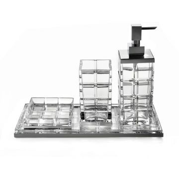 Набор настольный 3SC (3СК) Palace 35х25х16 см из лотка, мыльницы, стакана и дозатора Никель PA99ACRCFM