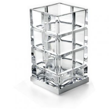 Стакан настольный 3SC (3СК) Palace 7,5x14x7,5 см прозрачный хрусталь/никель сатинированный матовый PA03ACRNX