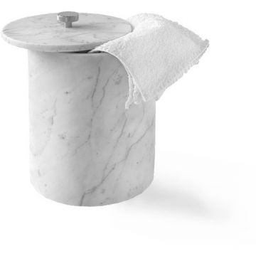 Урна 3SC (3СК) Apuana 2.0 с крышкой d20хh26 см, мрамор White Statuario, Хром, AP65ASL