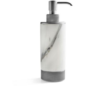 Дозатор настольный 3SC Apuana 2.0 d6,5хh21 см мрамор White Statuario Никель сатинированный полированный AP01DANK