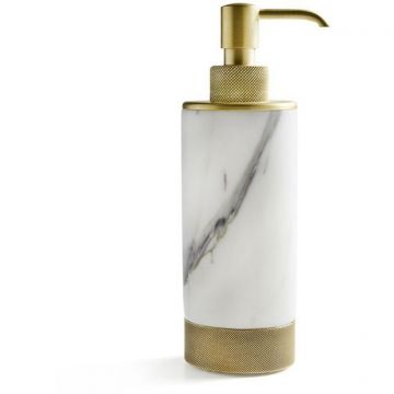 Дозатор настольный 3SC (3СК) Apuana 2.0 d6,5хh21 см мрамор White Statuario/никель черный матовый AP01DACFM