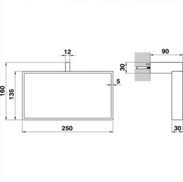 Полотенцедержатель Cisal (Кисал) Quad прямоугольный 25 см подвесной Хром QU09022021 Акция