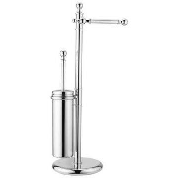 Напольная стойка Cisal (Кисал) Croisette с ершиком и бумагодержателем, никель матовый, Хром, 4044.01H.AC
