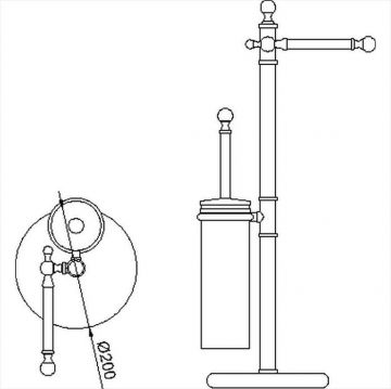 Напольная стойка Cisal (Кисал) Croisette с ершиком и бумагодержателем, никель матовый, Хром, 4044.01H.AC