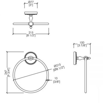 Полотенцедержатель-кольцо Devon and Devon (Девон И Девон) Dorothy 21.5 см, подвесной, золото, DOR407OT