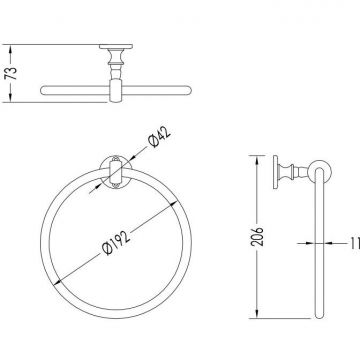 Полотенцедержатель кольцо Devon and Devon (Девон И Девон) First Class 19.2 см подвесной Бронза DD33320BR