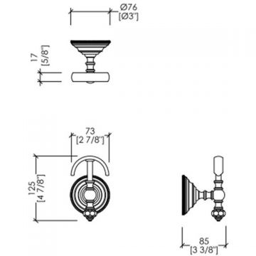 Крючок подвесной Devon and Devon (Девон И Девон) Gemstone, античная латунь, GEM722-OTS